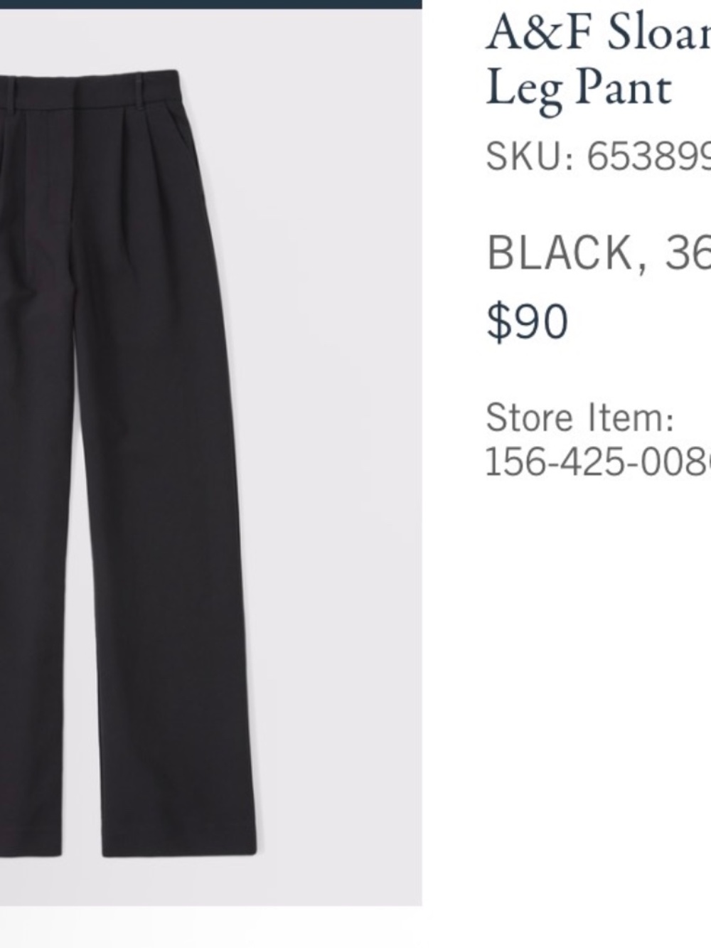 A&F Sloane Tailored Wide Leg Pant
